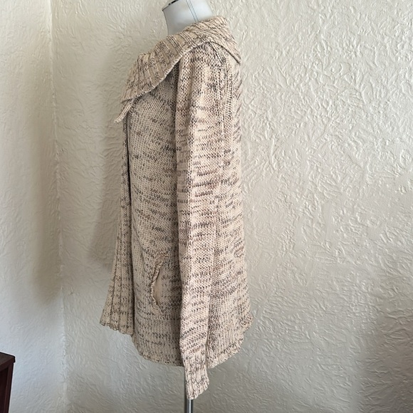 Anthropologie Yellow Bird Beige Cream Marled Knit Wrap Crossover Sweater Small - Picture 5 of 11
